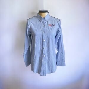 Delta Sonic Uniform Shirt Sz XSmall Blue Car Wash Logo Button Up Top